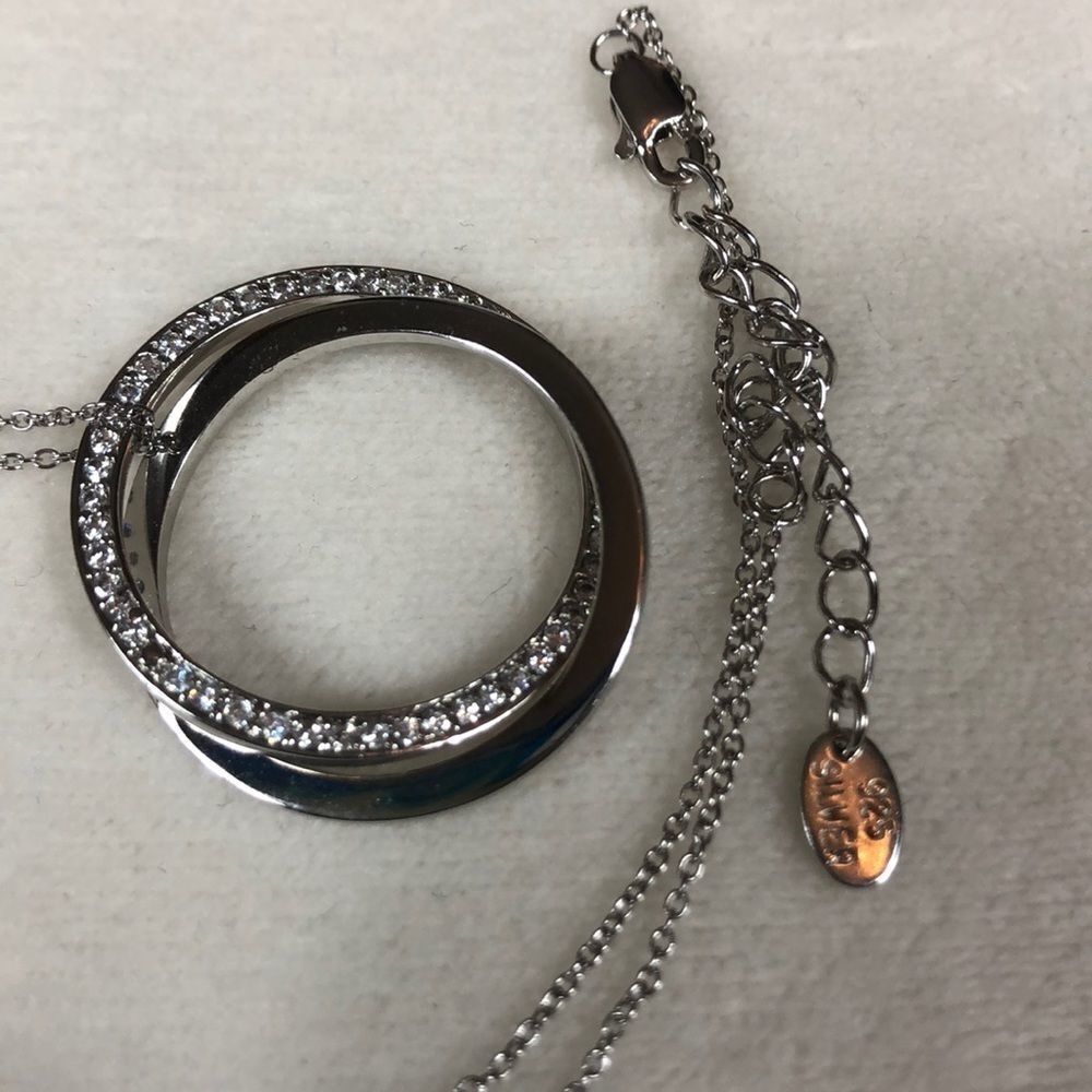 925 pendant and chain bling two circles clavicle